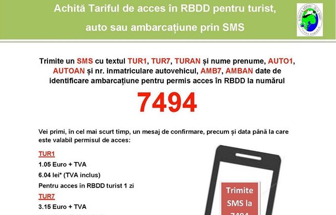 Incepând cu data de 6 august 2020, plata permiselor de acces în rezervație se poate face și prin SMS. 